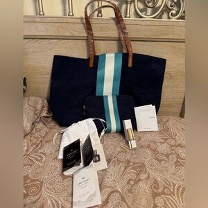Neiman Marcus Navy Suede Tote Set & Samples